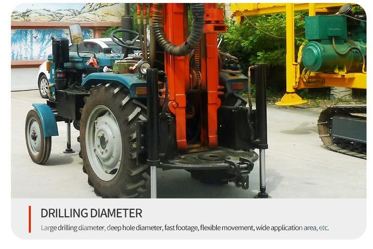 200 Meter Mobile Pneumatic Tractor Water Well Drilling Rig