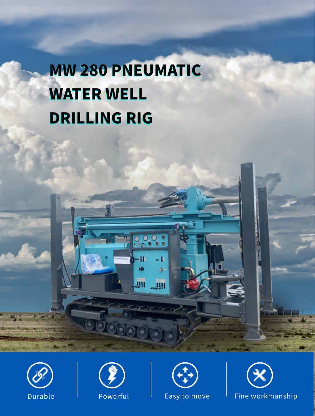 D Miningwell MW280 Steel Crawler Water Well Drilling Rigs Machine 280m Depth Undergroud Borehole Drilling Rig