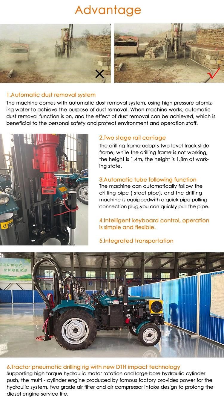 Cheap Water Well Drilling Rig 150m Tractor Mounted Drilling Machine