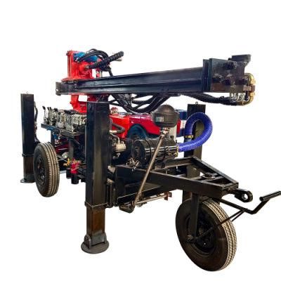 130m Pneumatic 3-Wheels Movable Water Well Drilling Rig for Farm