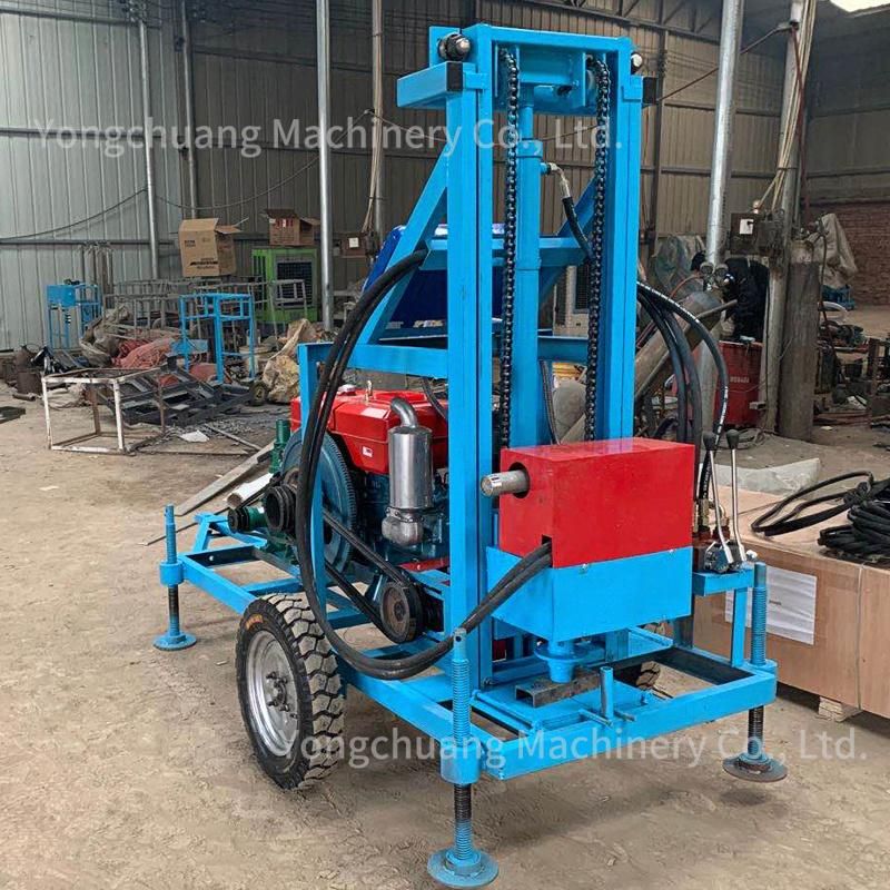 Hydraulic Water Well Rotary Drilling Rig Machine with Drill Bit and Drill Pipe
