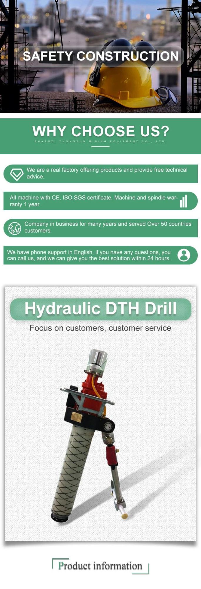 Roof Bolter Drilling Rig Pneumatic Hand Held Drill Rig