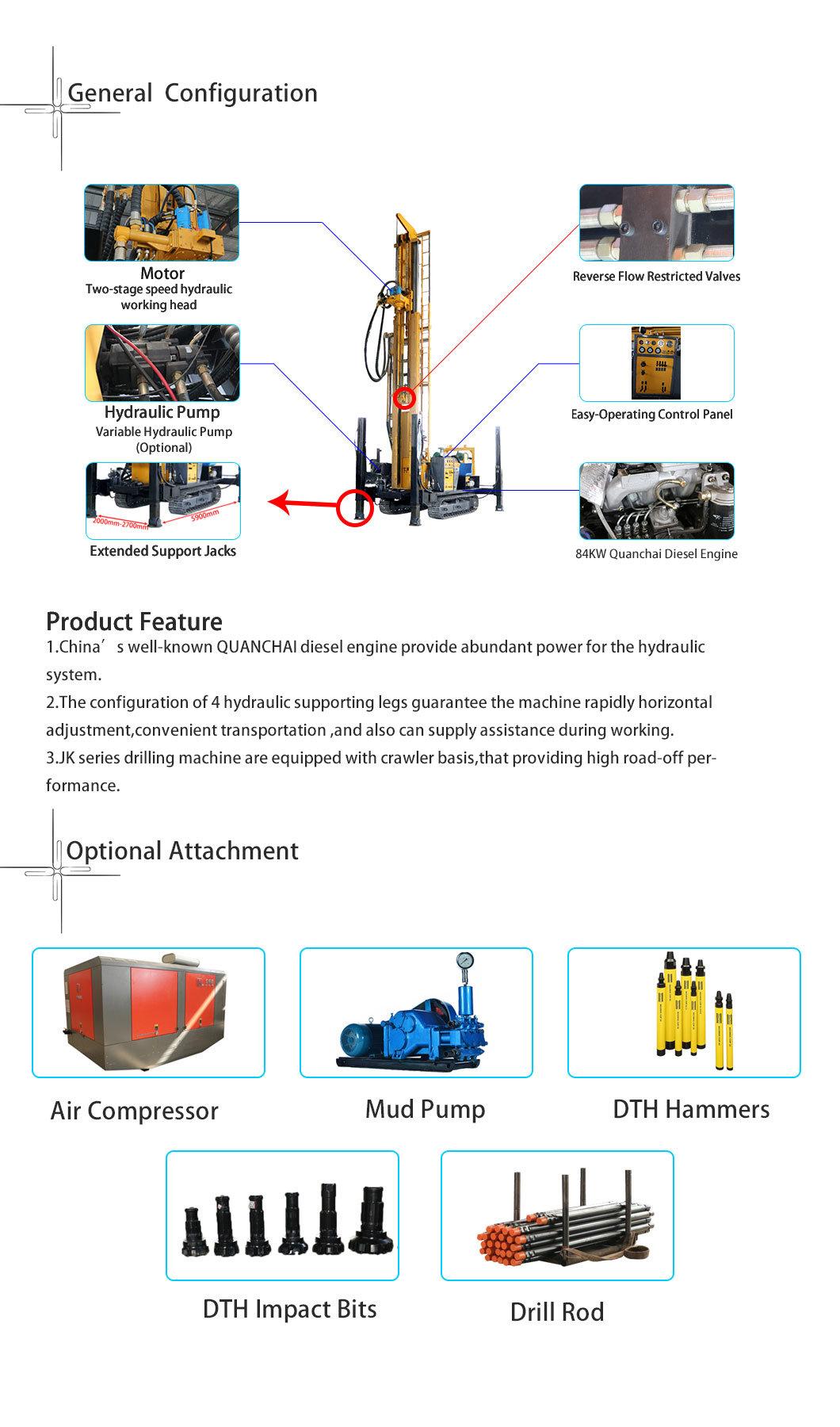 Good Quality 350m Crawler-Mounted Hydraulic Water Well Drilling Rig Parts