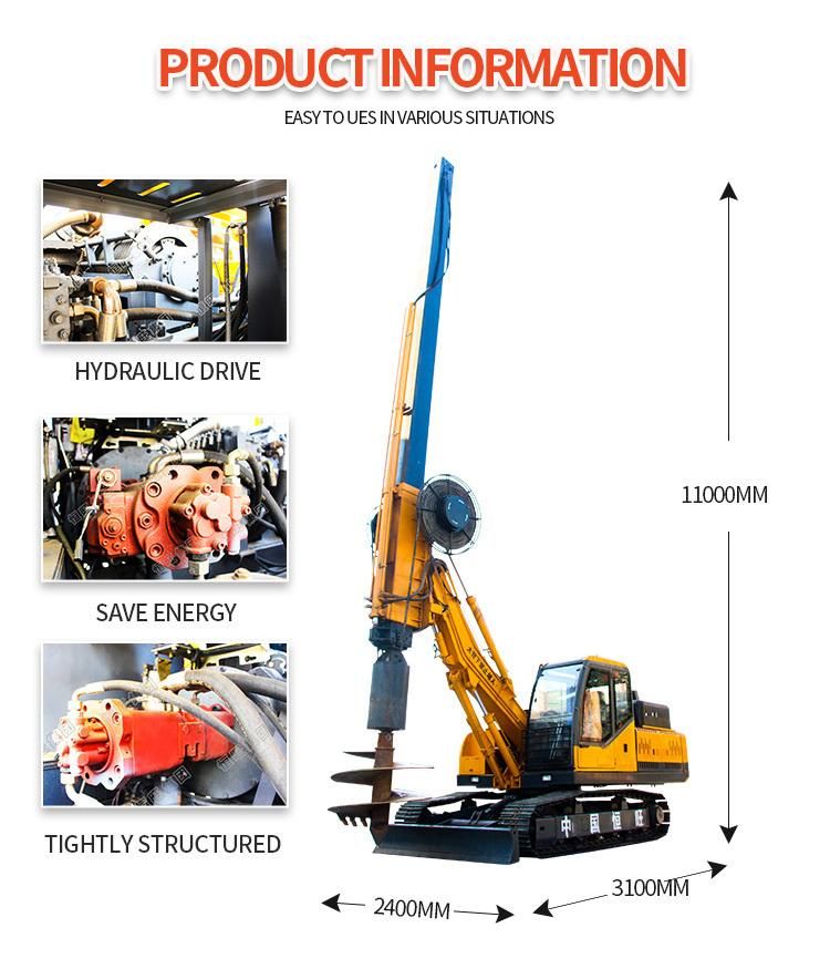 22m Depth High Quality Rotary Drilling Rig Bore Pile Machine