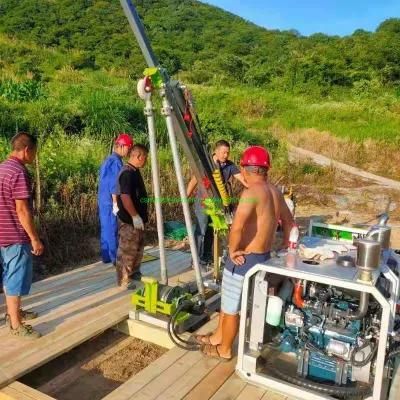 Kubota Engine Portable Hydraulic Rotary Head Wireline Exploration Core Drilling Rig