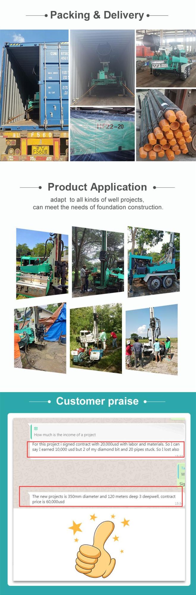 4 Wheels! Hf180t High Efficiency Rotary and Hammer Drilling Rig
