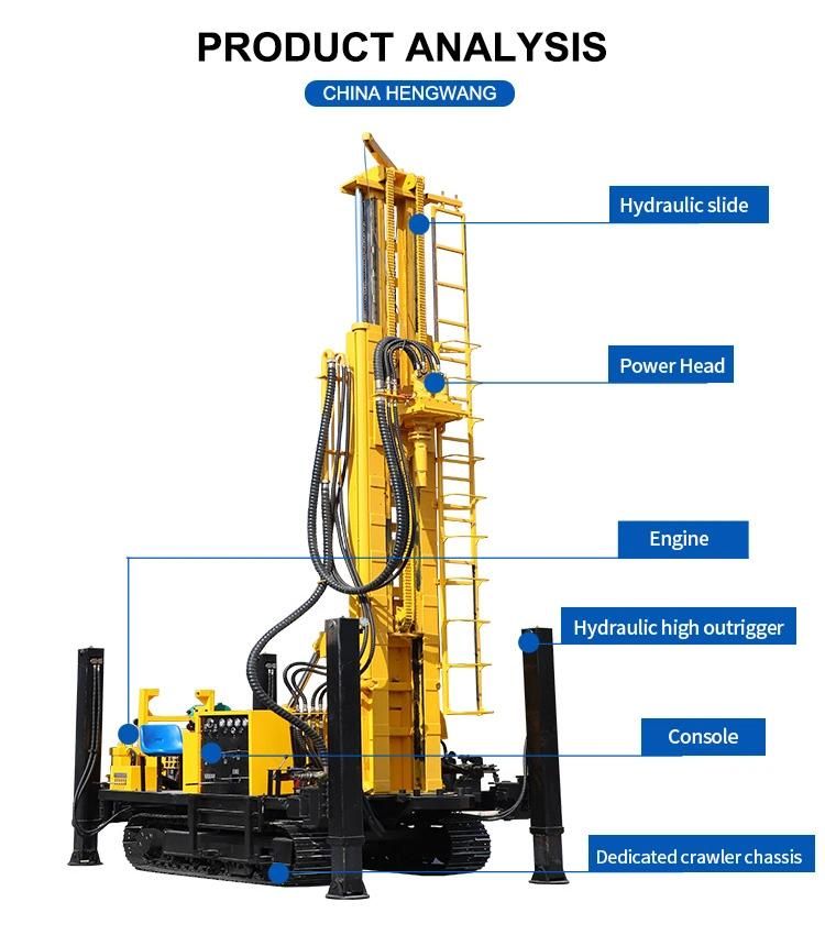Hydraulic Water Well Mine Drilling Rig with Compressor