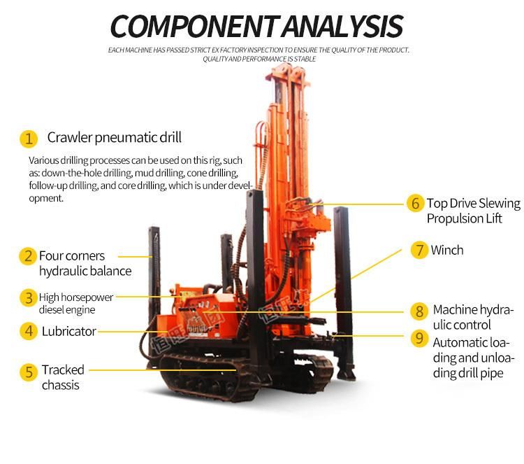 Diesel Engine 150m Depth Crawler Mounted Water Well Drilling Rig