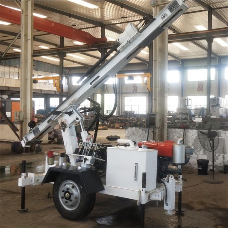 Small Crawler DTH Trailer Wheels Rotary Drilling Rig 100m