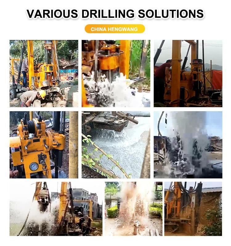Single Rope Lift Force 2ton Portable Diesel Shallow Homemade Drilling Depth 160m Water Well Drilling Rig Machine