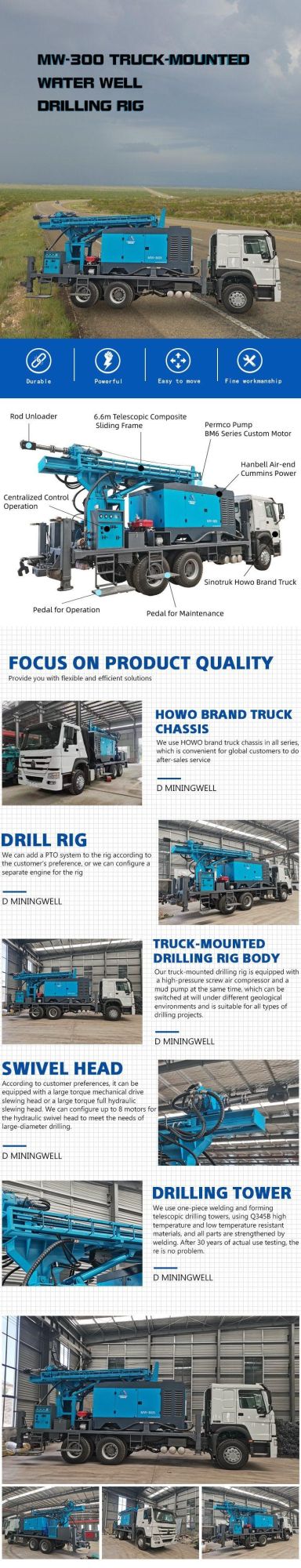 Truck Mounted Reverse Circulation Drilling Rig Max. 450m Diesel 200mm