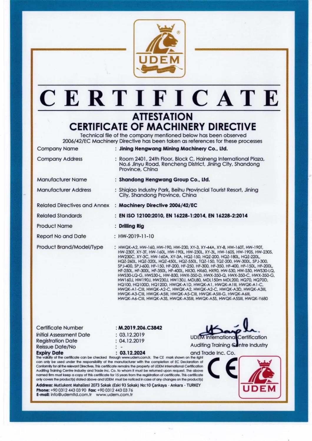Engineering Diamond Bit DTH Drilling Rig for Mine