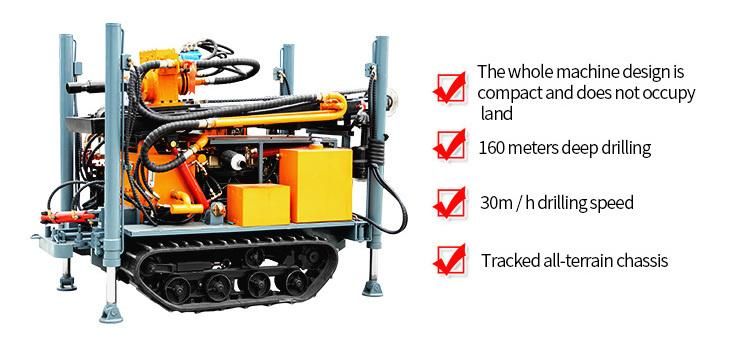 New Popular 2m Drill Mast Water Well Borehole Drilling Rig Machine 160m Drilling Depth Pneumatic Drill Rig with Price