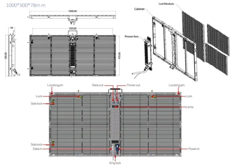 P3.91/P7.81video Advertising LED Display Indoor Glass Transparent LED Mesh Screen
