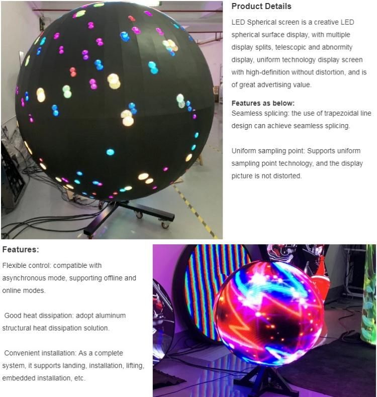 3D Full Color Indoor 360 Degree Indoor P2.5 P3 P4 Spherical Sphere LED Display