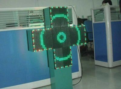 P16 Double Face Rg Outdoor LED Pharmacy Cross for Hospital