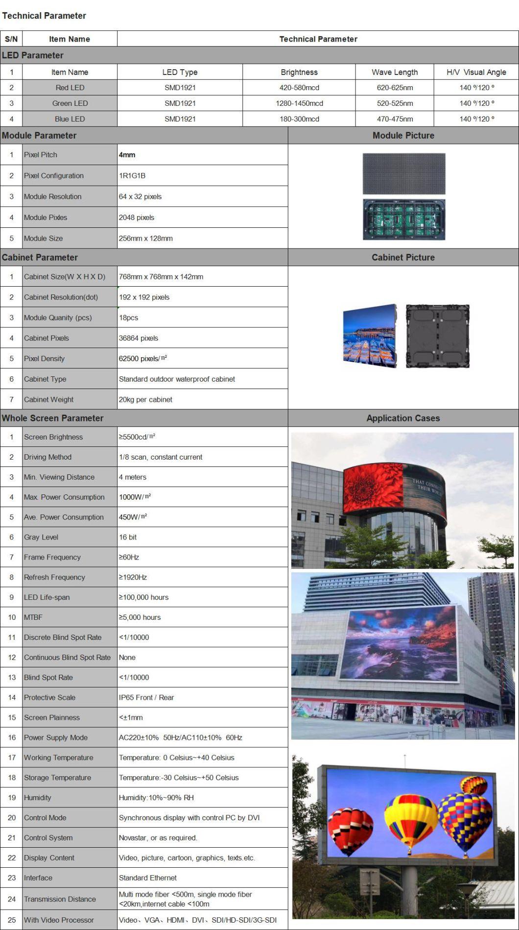 P4 High Bright Outdoor Full Color Digital Display Board LED Screen
