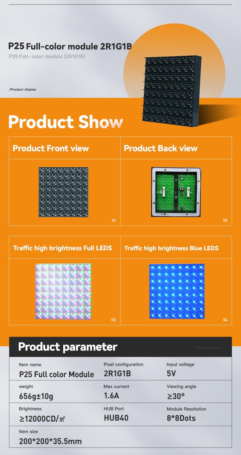 Outdoor P25 Its Traffic Programmable LED Display Fullcolor Module