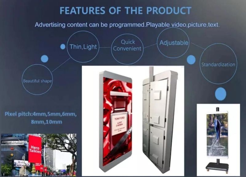 High Brightness Outdoor P3 P4 P5 P6 Street Lighting Pole Advertising LED Display