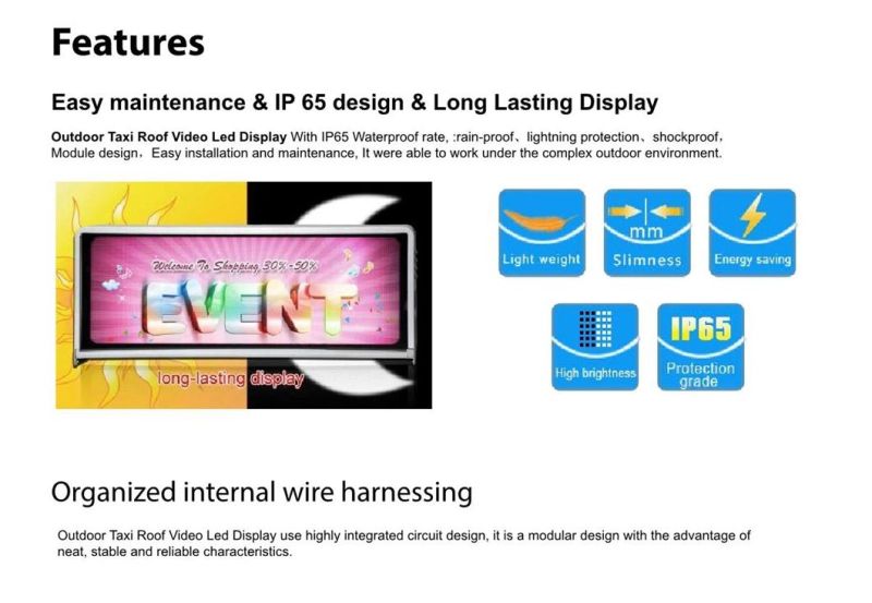 Car Roof Advertising Taxi LED Screen Message Display Waterproof Outdoor Programmable Scrolling Taxi Top LED Display