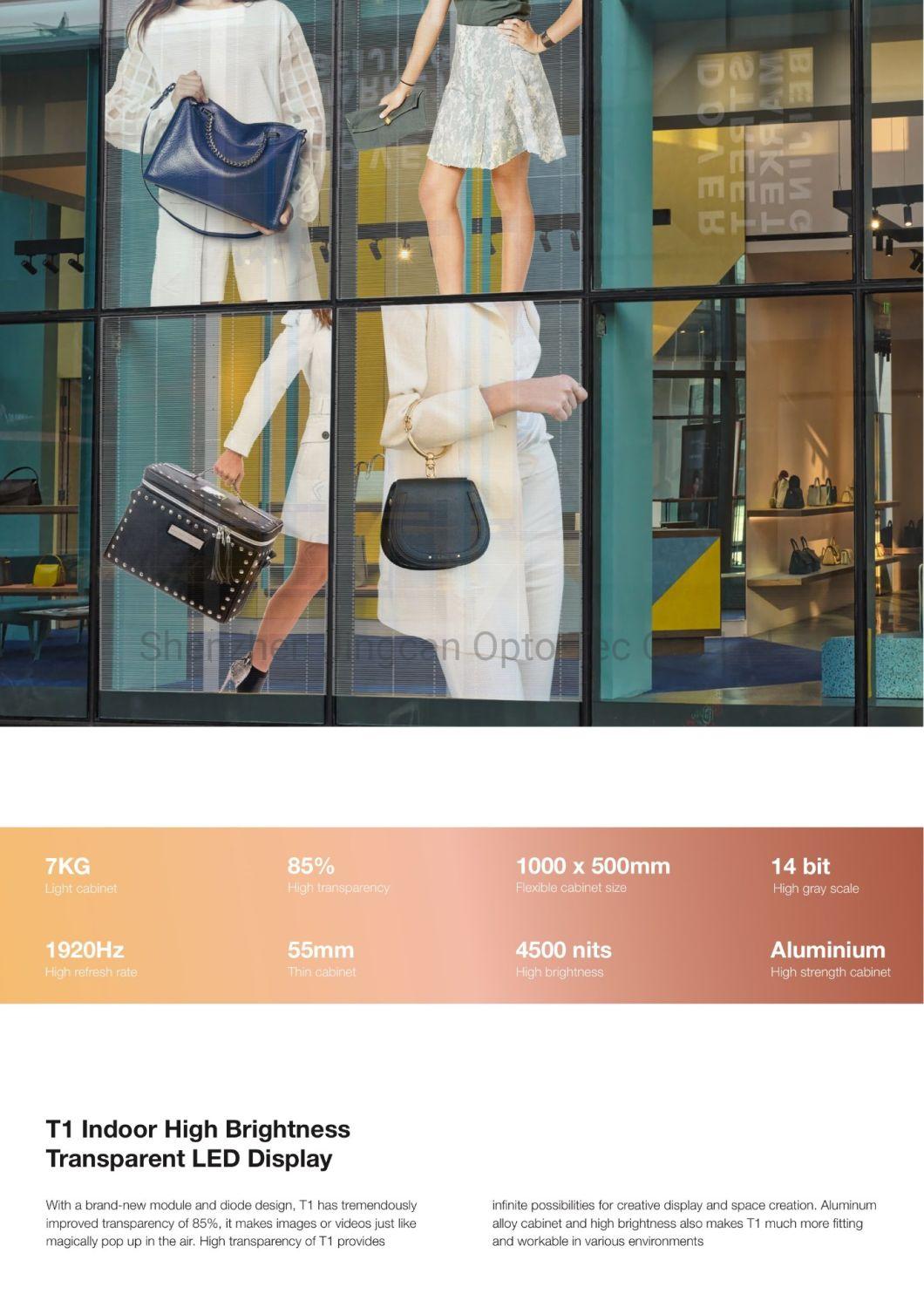 1/16scan 1000nits P3.91-7.8 1000X1000 Cabinet Indoor Transparent LED Displays