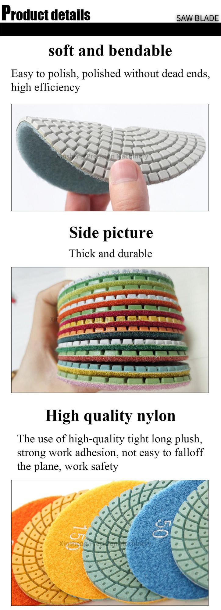 Factory Manufacturer High Quality 4inch Wet Marble Granite Tile Stone Polishing Pads