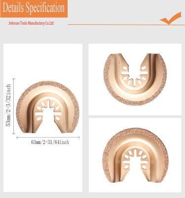 Universal 88mm Semicircular Carbide Grit Segment Half Moon Oscillating Multi Tool Saw Blade
