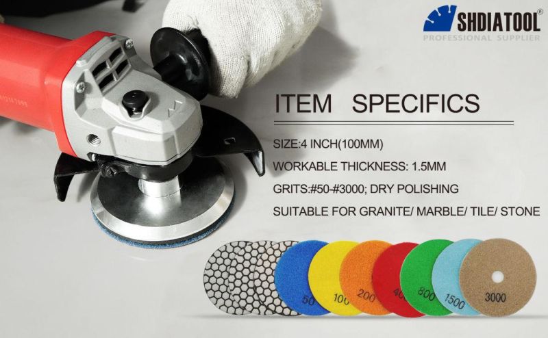 4inches Diamond Flexible Dry Polishing Pads for Marble Granite