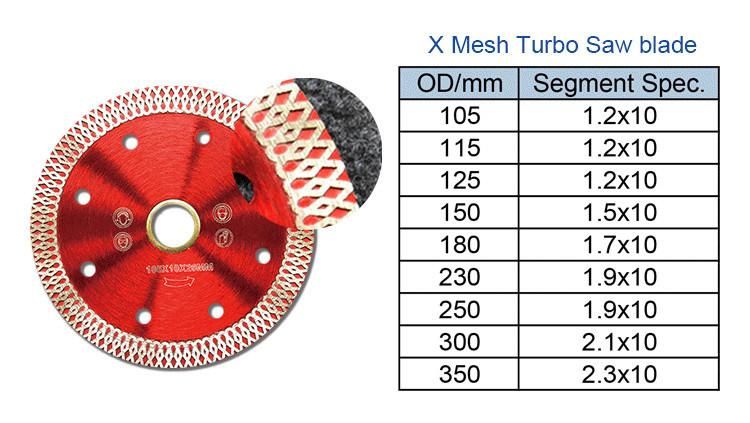 Super Thin 4.5 Inch Mesh Turbo Diamond Ceramic Cutting Saw Blade for Tile