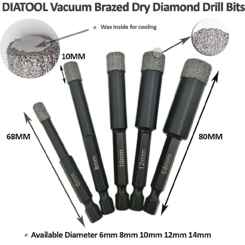 Quick Fit Hexagon Shank Hole Saw Vacuum Brazed Diamond Core Drill Bit for Ceramic Porcelain Marble Drilling