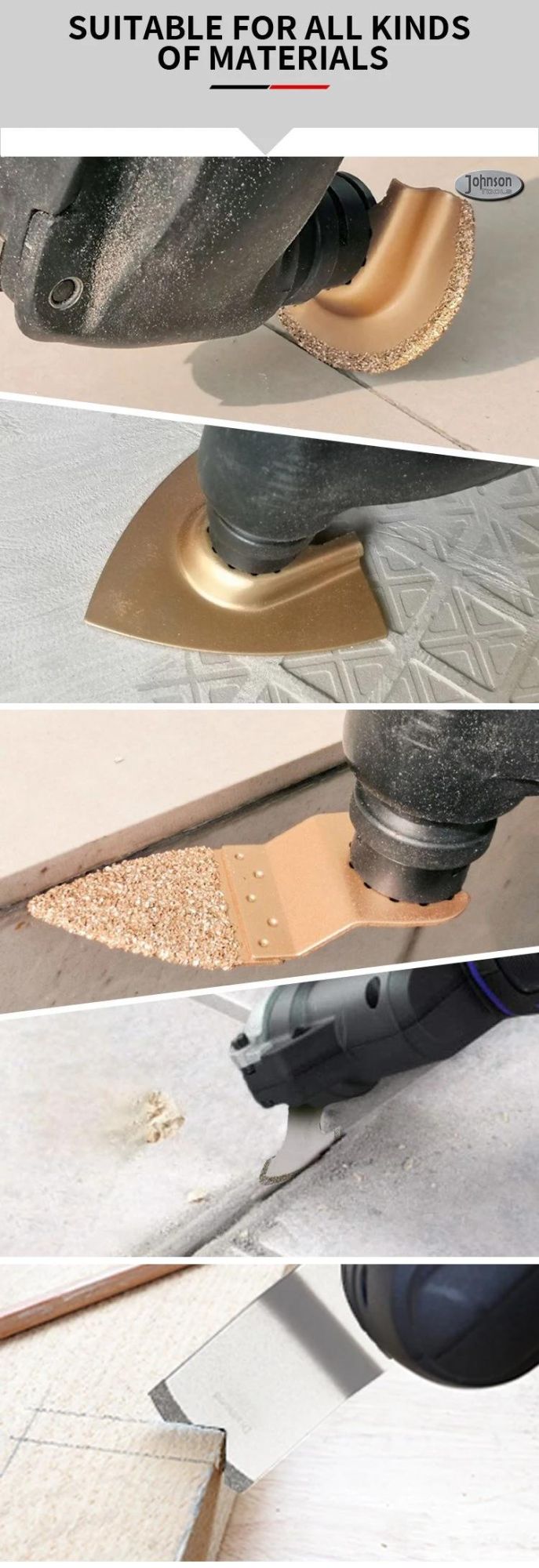 5PCS Semicircle Carbide Oscillating Multitool Saw Blades Accessories Set with Quick Release