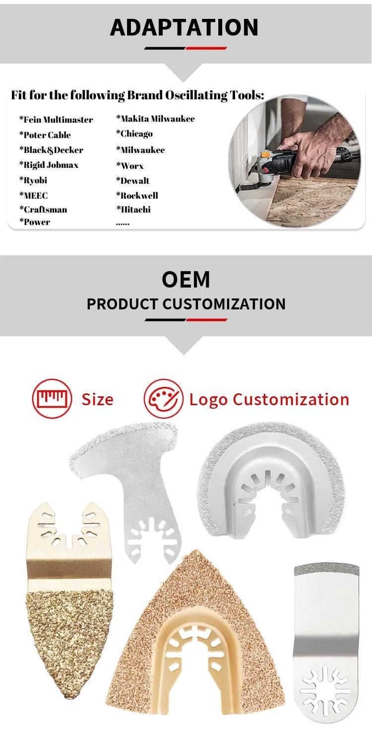 5PCS Semicircle Carbide Oscillating Multitool Saw Blades Accessories Set with Quick Release