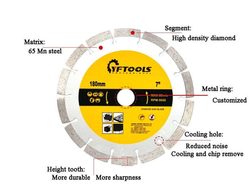 7 Inch 180 mm Hot Pressed Diamond Saw Blade for Cutting Granite Concrete Marble